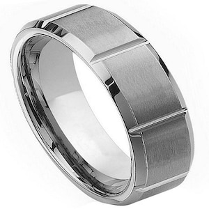 Mens Wedding Band Tungsten Ring 7mm Engagement Band Anniversary Ring Silver Brushed Wedding Band Domed Classic Tungsten Carbide Male Unisex