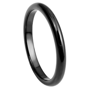 Schwarze Hochzeit Band Wolfram Ring 2mm Verlobungsring Jahrestag Herren Hochzeit Band Versprechen Unisex poliert schwarz Ring Womens Band Lifestyle