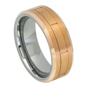 Rose Gold Ring Mens Wedding Band Rose Gold Tungsten Carbide 8mm Brushed Rose Gold Engagement Ring For Man Rose Gold Wedding Band Promise