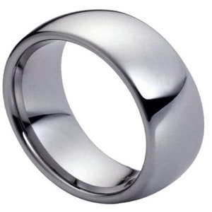 Mens Tungsten Ring Polished Wedding Band 7mm Engagement Shiny Silver Ring Anniversary Promise Lifestyle Ring Durable Scratch Resistant Ring