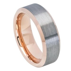 Rose Gold Ring Mens Wedding Band Rose Gold Tungsten Carbide 8mm Rose Gold Engagement Ring For Man Rose Gold Wedding Band Promise