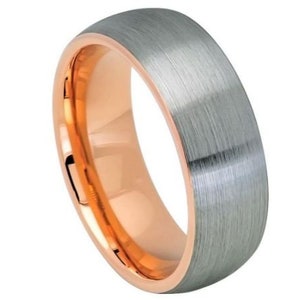 Rose Gold Ring Mens Wedding Band Rose Gold Tungsten Carbide 8mm Rose Gold Engagement Ring For Man Rose Gold Wedding Band Promise