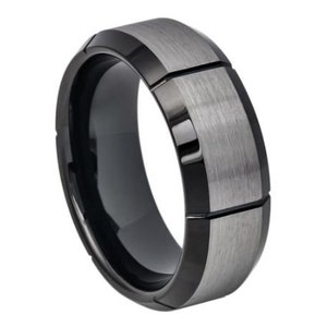 ブラック 結婚指輪 メンズ タングステンカーバイド 8 mm つや消し ブラック 結婚指輪 婚約指輪 記念日 傷防止 レイダース リング 男性用
