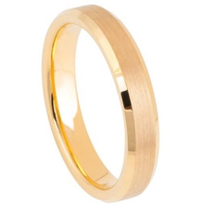Anel de ouro masculino aliança de casamento 4mm anel de ouro amarelo aliança de casamento feminina aniversário anel de ouro de carboneto de tungstênio para homens anel de noivado durável