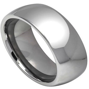 Mens Wedding Band Silver Tungsten Ring 8mm Engagement Band Anniversary Ring Shiny Wedding Band Domed Classic Tungsten Carbide Male Unisex