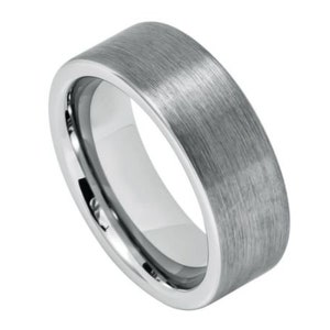 Mens Wedding Band Silver Tungsten Ring 8mm Engagement Band Anniversary Ring Brushed Wedding Band Promise Tungsten Carbide Male Unisex