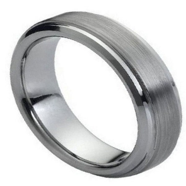 Mens Wedding Band Silver Tungsten Ring 6mm Engagement Band Anniversary Ring Matte Wedding Band Domed Classic Tungsten Carbide Male Unisex