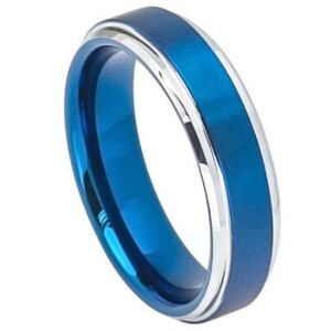 Blue Ring 6mm Tungsten Wedding Band Lifestyle Ring Scratch Resistant Band Womens Wedding Band Men Blue Ring Anniversary Blue Wedding Band