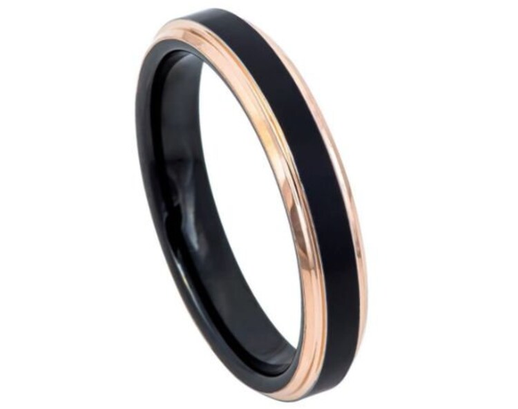 Free shipping on sale Black Ring Mens Wedding Band Rose