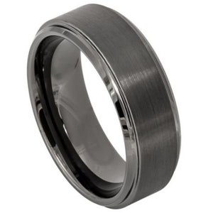 Gunmetal Ring Mens Wedding Band 8mm Brushed Gunmetal Wedding Band Engagement Ring Anniversary Scratch Resistant Grey Ring For Men