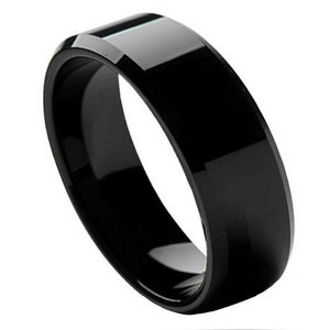 Black Wedding Band Tungsten Ring 6mm Engagement Ring Anniversary Mens Wedding Band Promise Unisex Polished Black Ring Tungsten Carbide Shiny