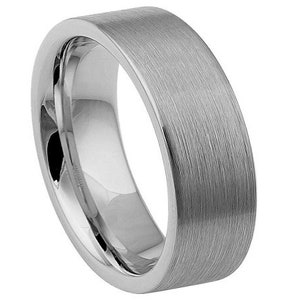 Tungsten Wedding Band Mens Silver Ring Brushed 6mm Engagement Ring Anniversary Womens Band Unisex Promise Matte Finished Tungsten Carbide