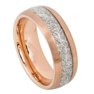 Meteorit Ring Herren Hochzeit Band Rose Gold Wolfram Carbid 8mm Rose Gold Verlobungsring für Mann Rose Gold Hochzeit Band Versprechen Meteorit