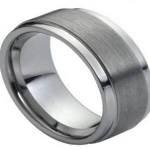 Mens Wedding Band Silver Tungsten Ring 9mm Engagement Band Anniversary Ring Matte Wedding Band Domed Classic Tungsten Carbide Male Unisex