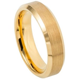 Anel de ouro masculino, aliança de casamento 6mm, anel de noivado, ouro amarelo, aniversário, carboneto de tungstênio, anel de ouro para homens, promessa durável