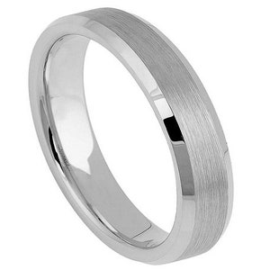 Tungsten Ring Mens Wedding Band 4mm Brushed Ring For Men Anniversary Engagement Band Promise Womens Band Matte Ring Silver Wedding Band