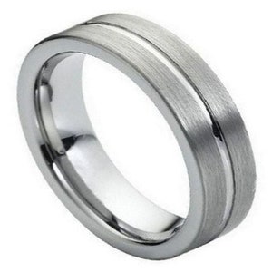Tungsten Ring Mens Wedding Band 6mm Brushed Ring For Men Anniversary Engagement Band Tungsten Carbide Promise Matte Ring Silver Wedding Band