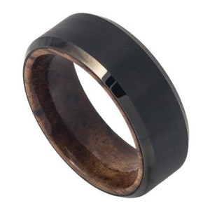 Wood Ring Mahogany Tungsten 8mm Mens Wedding Band Engagement Ring Mahogany Wood Ring Anniversary Scratch Resistant Mahogany Wedding Band