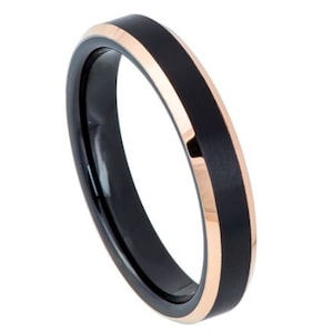 Anello nero uomo fede nuziale rosa oro carburo di tungsteno 4mm rosa oro anello di fidanzamento per uomo rosa oro fede nuziale donna anello promessa