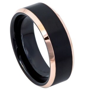 Black Ring Mens Wedding Band Rose Gold Tungsten Carbide 8mm Rose Gold Engagement Ring For Man Rose Gold Wedding Band Promise Lifestyle Ring