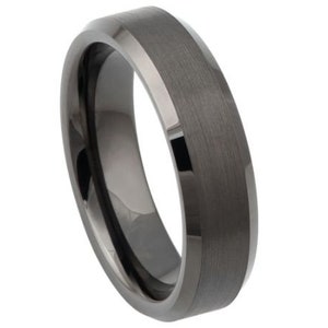 Gunmetal Ring Mens Wedding Band 6mm Brushed Gunmetal Wedding Band Engagement Anniversary Scratch Resistant Grey Ring For Men Brushed Ring