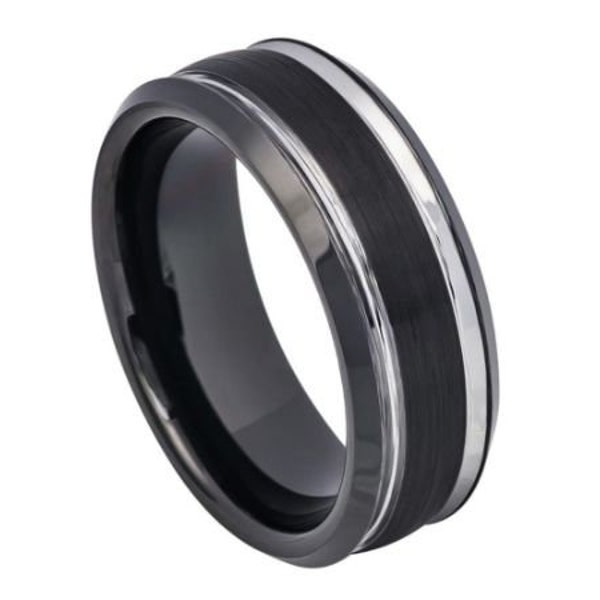 Schwarze Hochzeit Band Mens Wolfram carbide 8mm gebürstet schwarz Hochzeit Band Verlobungsring Jahrestag Kratzer resistent Raiders Ring für Männer