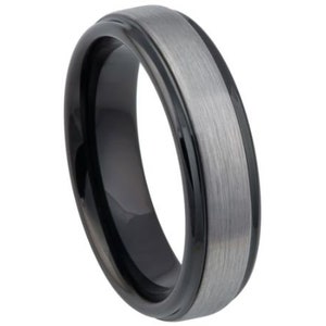 Gunmetal Ring Mens Wedding Band 6mm Brushed Gunmetal Wedding Band Engagement Anniversary Scratch Resistant Grey Ring For Men Brushed Ring