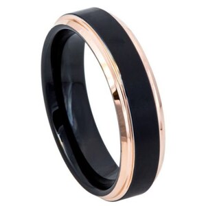 Black Ring Mens Wedding Band Rose Gold Tungsten Carbide 6mm Rose Gold Engagement Ring For Man Rose Gold Wedding Band Promise Lifestyle Ring