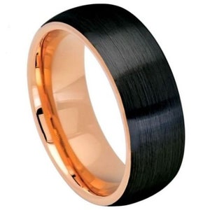 Black And Rose Gold Ring Mens Wedding Band Rose Gold Tungsten Carbide 8mm Rose Gold Engagement Ring Black And Rose Gold Wedding Band Promise