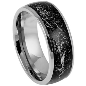 Carbon Fiber Ring Black Wedding Band Mens Tungsten Ring 8mm Engagement Band Anniversary Black Carbon Fiber Jewelry Promise Lifestyle Ring