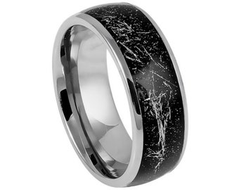 Carbon Fiber Ring schwarz Hochzeit Band Mens Wolfram Ring 8mm Verlobungsband Jahrestag schwarz Kohlefaser Schmuck Versprechen Lifestyle Ring
