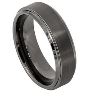 Gunmetal Ring Mens Wedding Band 6mm Brushed Gunmetal Wedding Band Engagement Anniversary Scratch Resistant Grey Ring For Men Brushed Ring