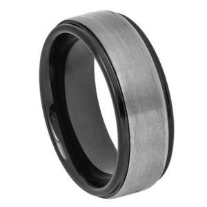 Schwarze Hochzeit Band Mens Wolfram carbide 8mm gebürstet schwarz Hochzeit Band Verlobungsring Jahrestag Kratzer resistent Raiders Ring für Männer