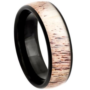 Antler Ring Mens Wedding Band 8mm Tungsten Carbide Geniuine Deer Antler Ring Engagement Band Hunter Ring Mens Antler Wedding Band Promise