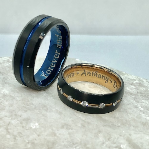 Anello In Tungsteno Nero Sporso Da 8Mm Con Fascia Centrale - Foto 6