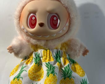 Yellow and Green Pineapple Dress for 7 in Labubu Doll