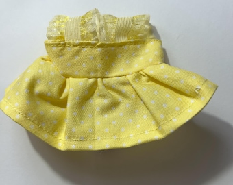 Yellow and White Polka Dot Print Dress for 7 in  Doll