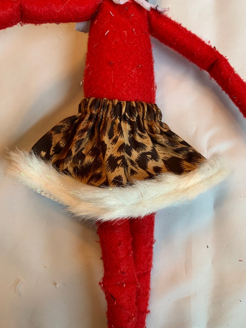 Leopard Print Elf Skirt with Faux Fur Trim by Christmas Shelf Etsy