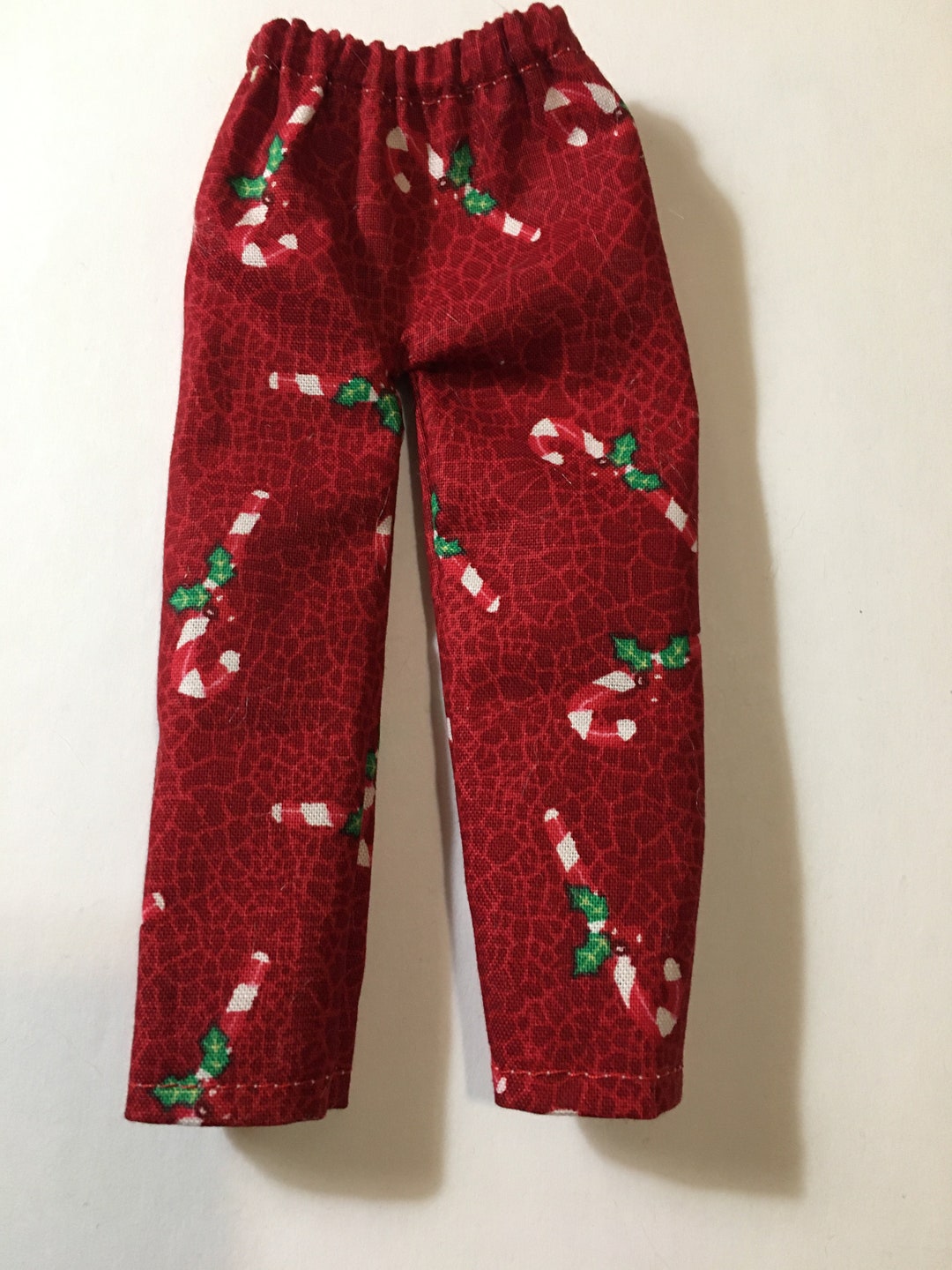 Red Elf Pants With Candy Canes by Christmas Shelf Clothes for 12 Inch