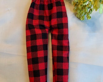 Buffalo Plaid Red and Black Elf Pants by Christmas Shelf Clothes for 12 Inch Girl Elf or Pixie