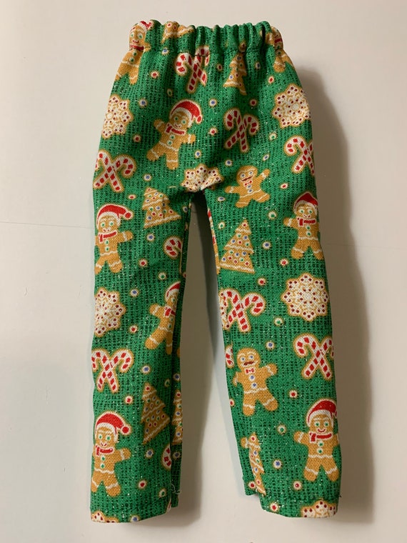 Green Elf Pants With Gingerbread Men Candy Canes Trees by