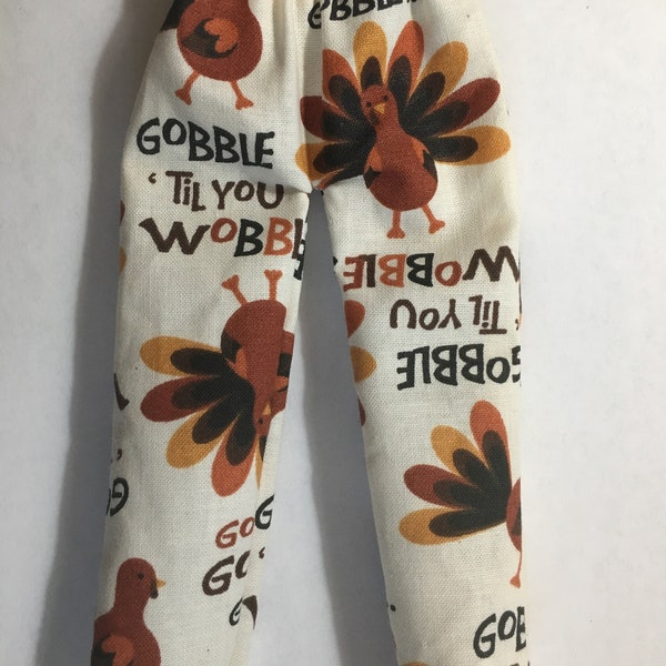 Gobble Til You Wobble Elf Pants for Thanksgiving by Christmas Shelf Clothes for 12 Inch Girl Elf or Pixie