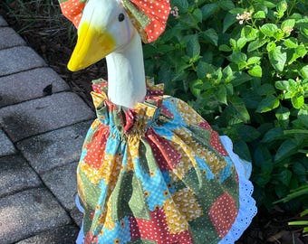 In Honor of Dolly a Coat of Many Colors with Matching Bow for 23 Inch Porch Goose