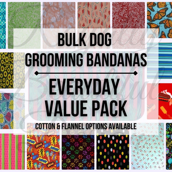Everyday | Regular Cut | Bulk Dog Grooming Bandanas | Value Pack Grooming Tieback Bulk | Grooming Accessories