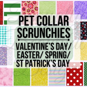 Mixed Holiday (VDay/StPatrick/Easter/Spring) Theme Pet Collar Scrunchie Accessories Bulk Wholesale