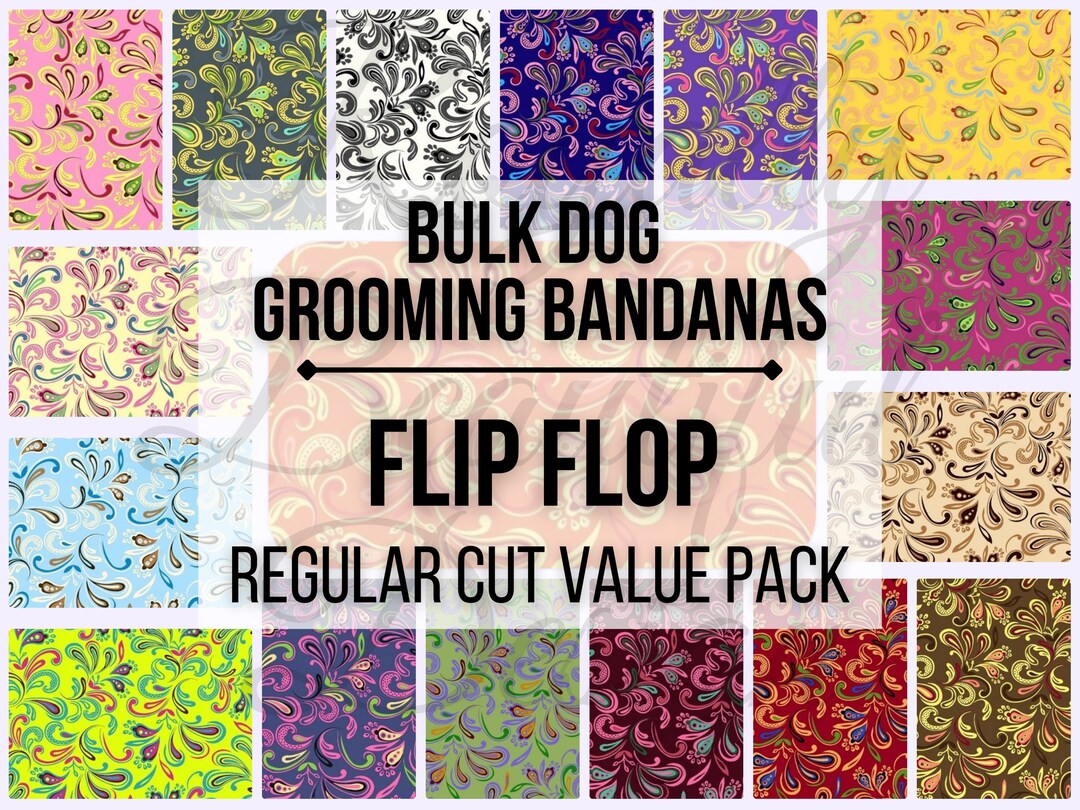 Flip Flop Regular Cut Bulk Dog Grooming Bandanas Value Pack Grooming