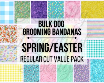 Easter/Spring Print Bulk Dog Grooming Bandanas, Value Pack Grooming Bandana Bulk, Grooming Accessories