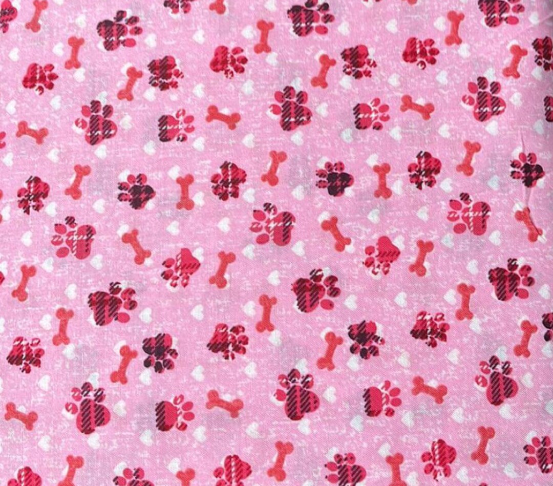 Pink Dog Paw Print Dog Groomers Bandana Bulk Set, Grooming Pet