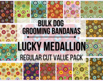 Lucky Medallion | Regular Cut | Bulk Dog Grooming Bandanas | Value Pack Grooming Tieback Bulk | Grooming Accessories