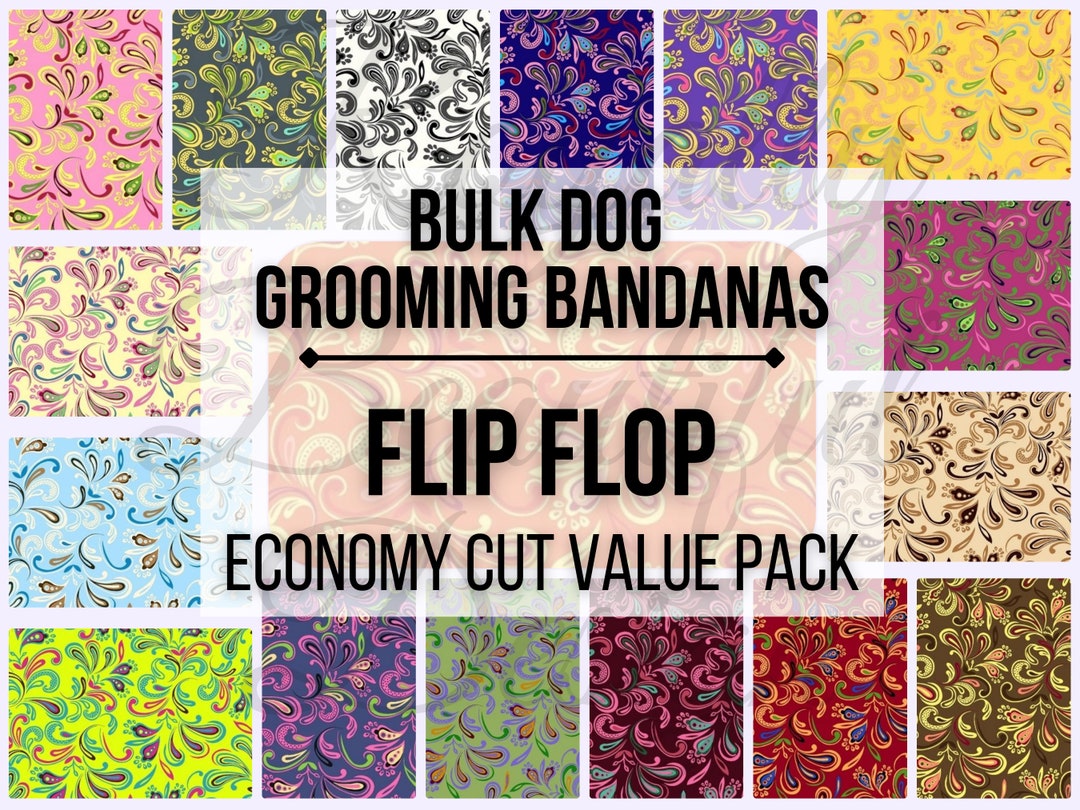 Flip Flop Economy Cut Bulk Dog Grooming Bandanas Value Pack Grooming